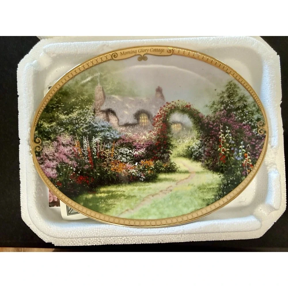 2 Thomas Kinkade Bradrord Plates  Lamplight Brooke + Hope's Cottage Limited Edit